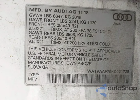 2019 Audi Q7 55 Premium z USA, uszkodzony, nr VIN WA1VAAF70KD021725